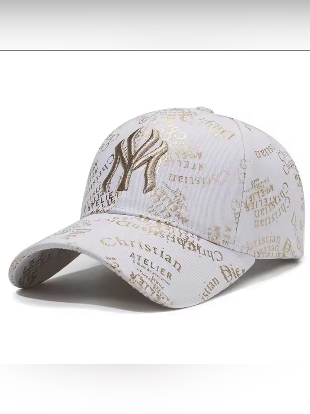 New Arrivals! Chic Fashion Metallic Text White & Gold Logos Baseball Cap .